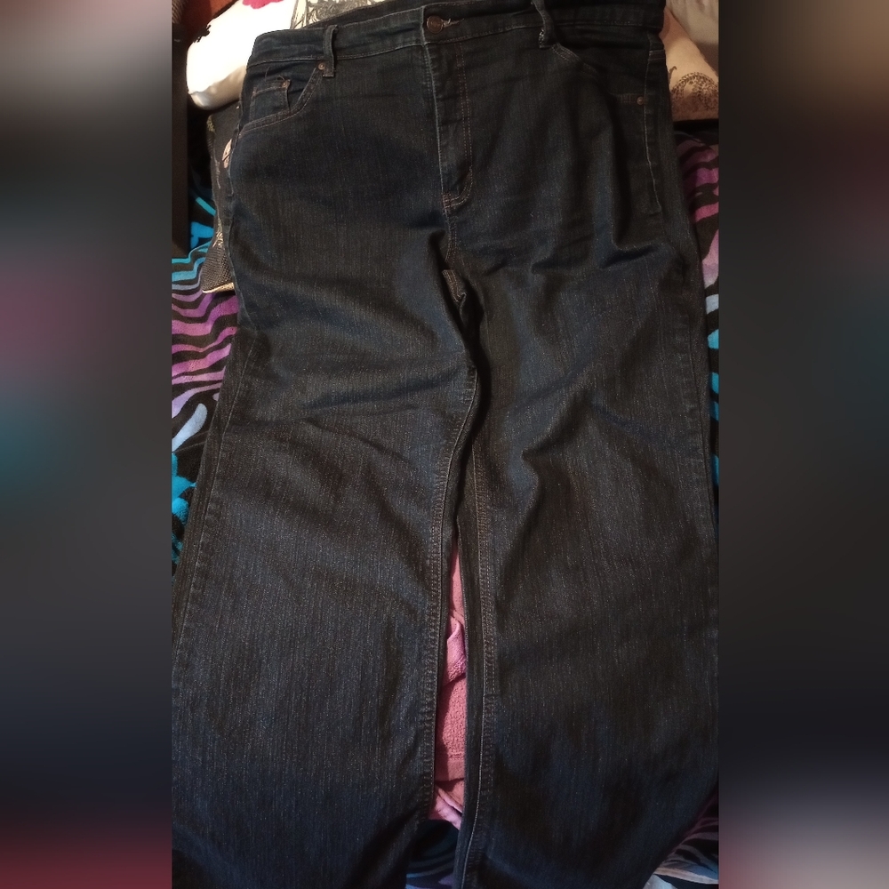 Jaclyn Smith Dark Blue Denim Straight Leg Jeans